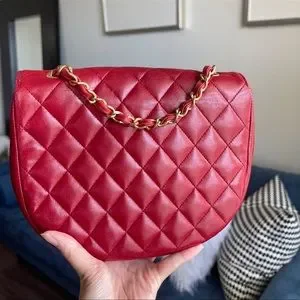 CHANEL | Bags | Vintage Chanel Red Half Moon With Big Cc